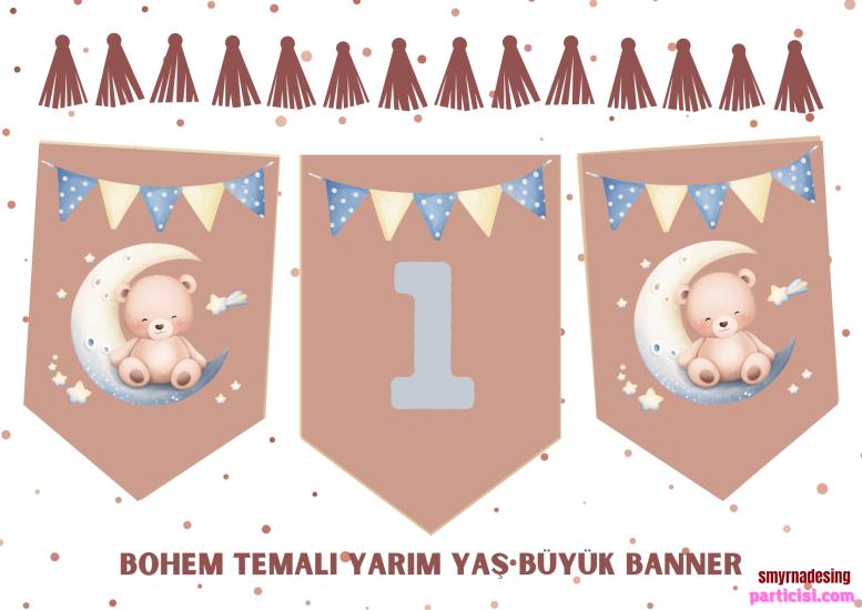 Toptan Bohem Retro 1 Yaş Banner 