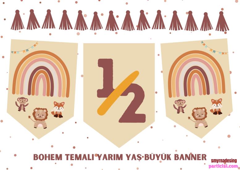 Toptan Bohem Retro 1/2 Ay Banner 