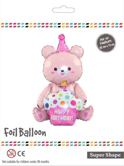 Toptan Pembe Oturan Ayı Folyo Balon