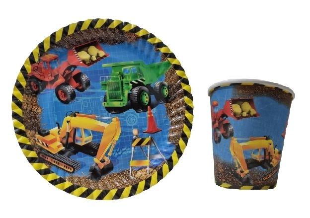 Toptan İnşaat Temalı Tabak Bardak Seti 8li