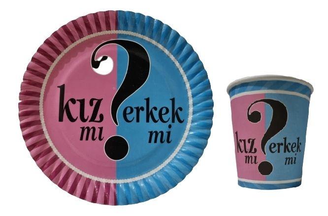 Toptan Cinsiyet Temalı Tabak Bardak Seti 8li