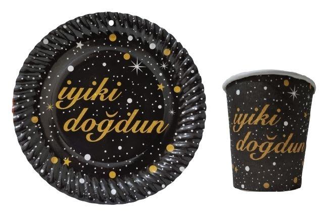 Toptan İyiki Doğdun Temalı Tabak Bardak Seti 8li