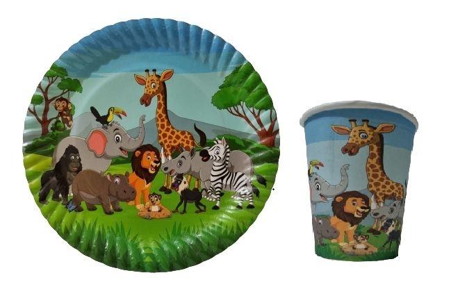 Toptan Safari Temalı Tabak Bardak Seti 8li