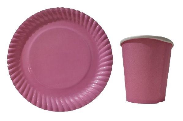 Toptan Pembe Temalı Tabak Bardak Seti 8li