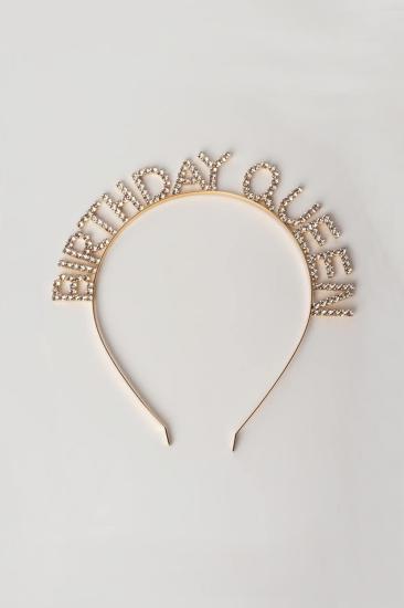 Toptan Taşlı Taç Birthday Queen Gold