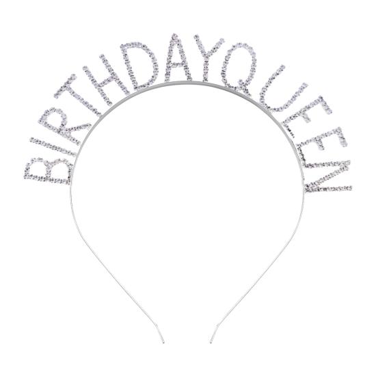 Toptan Taşlı Taç Birthday Queen Gümüş