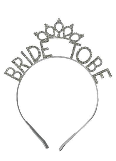 Toptan Taşlı Taç Bride to be Gümüş