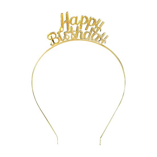 Toptan Metal Taç Happy Birthday Gold