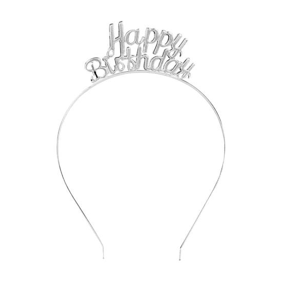 Toptan Metal Taç Happy Birthday Gümüş