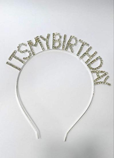 Toptan Taşlı Taç Its My Birthday Gümüş