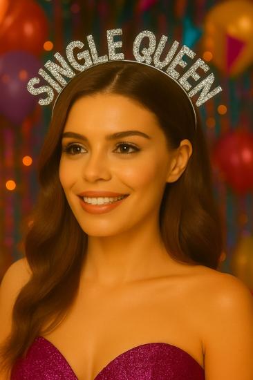 Toptan Taşlı Taç Single Queen Gümüş