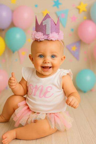 Toptan 1 Yaş Mini Kraliçe Şapka Eva Simli Gümüş Yazılı