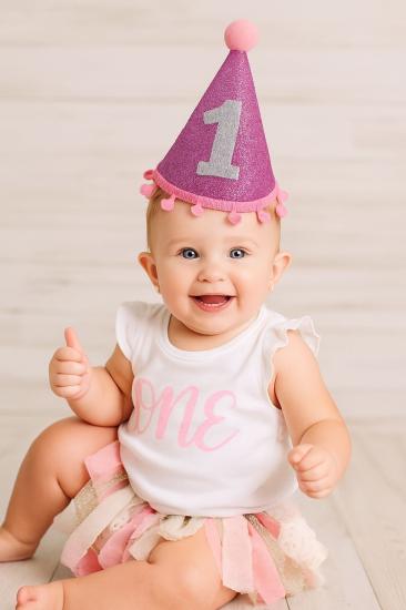 Toptan 1 Yaş Mini Şapka Eva Simli Gümüş Yazılı