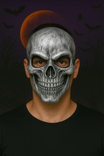 Toptan Halloween Gümüş Kuru Kafa Maske