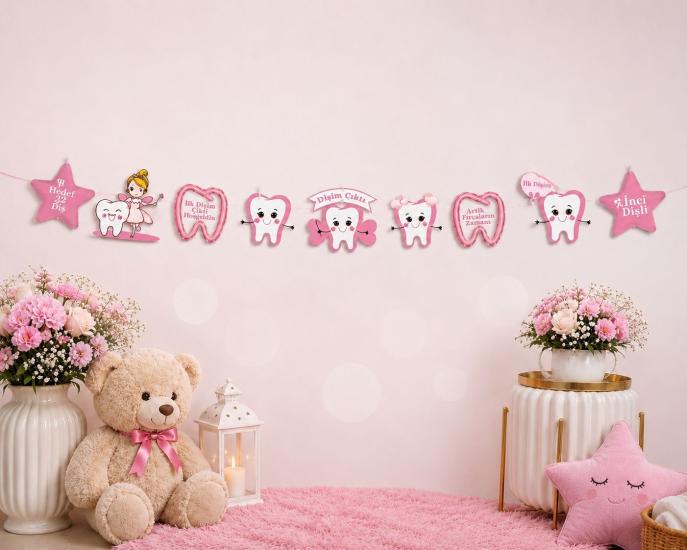 Toptan Dişim Çıktı Pembe Dekoratif Banner