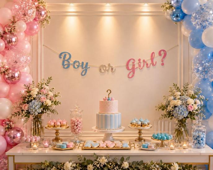 Toptan Cinsiyet Boy or Girl Kaligrafi Banner