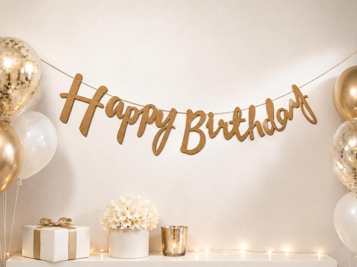 Toptan Kaligrafi Banner Happy Birthday Kraft