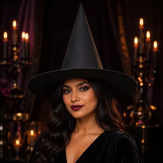Toptan Halloween Düz Siyah Cadı Şapkası