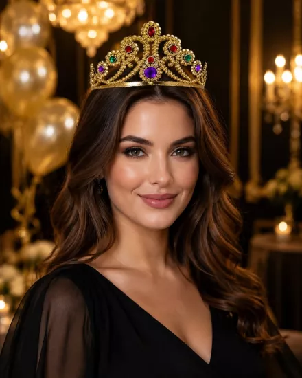 Toptan Halloween Kraliçe Tacı Gold