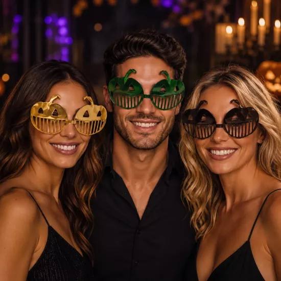 Toptan Halloween Metalize Balkabağı Gözlük