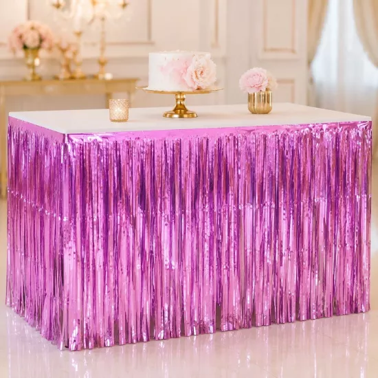 Toptan İthal Masa Eteği Püsküllü Pembe