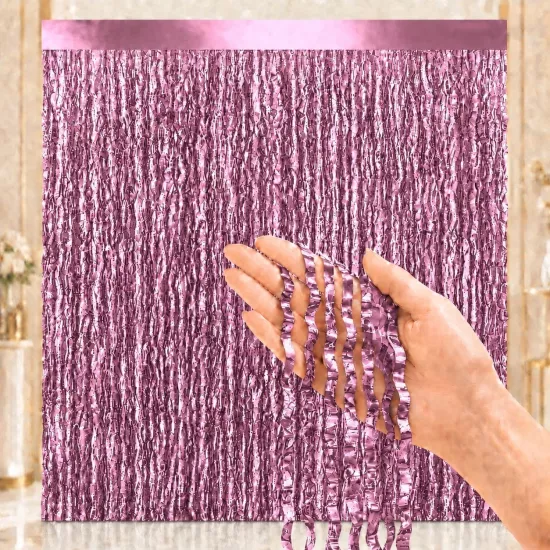 Toptan İthal Arka Fon Perde Dalgalı Pembe