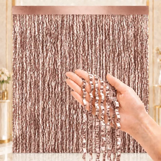 Toptan İthal Arka Fon Perde Dalgalı Rosegold