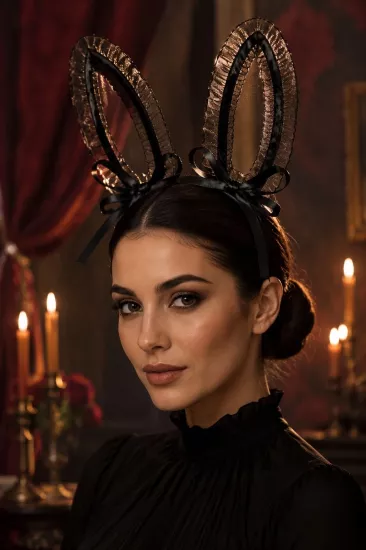 Toptan Halloween Dantel Fiyonklu Kulak Taç