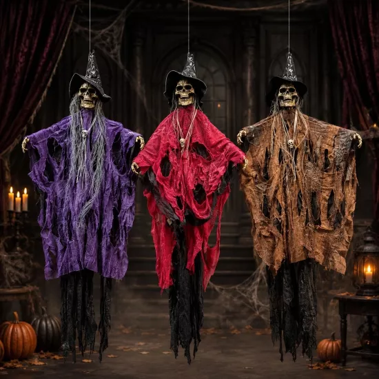Toptan Halloween 70 cm Işıklı Sesli Cadı İskelet