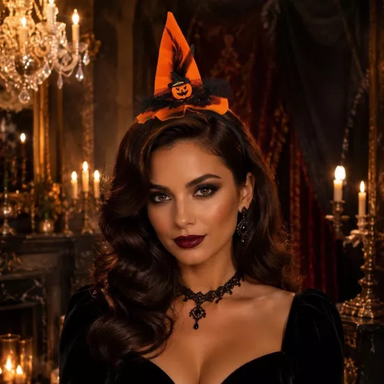 Toptan Halloween Balkabağı Lüks Şapkalı Taç