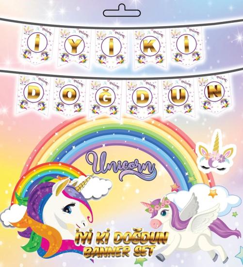 Toptan Unicorn İyiki Doğdun Zarf Banner