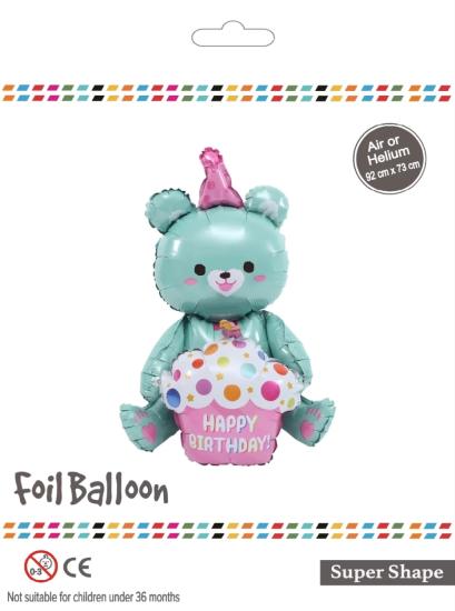 Toptan Yeşil Oturan Ayı Folyo Balon