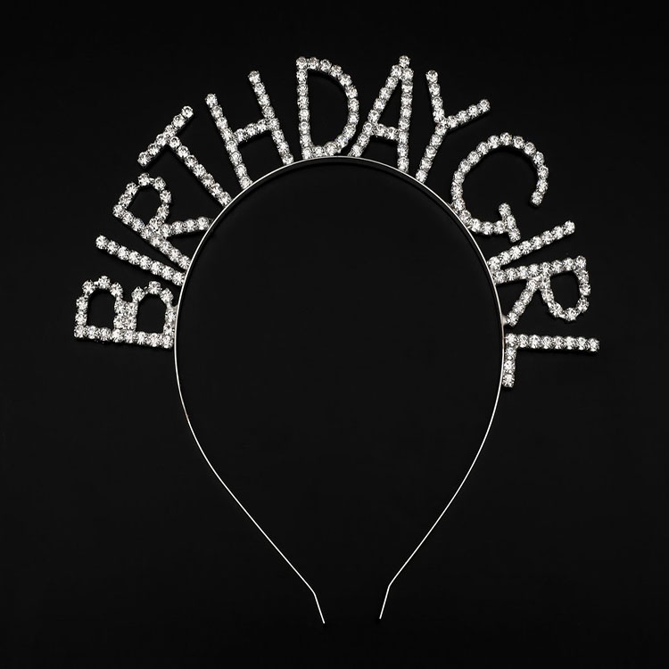 Toptan%20Taşlı%20Taç%20Birthday%20Girl%20Gümüş