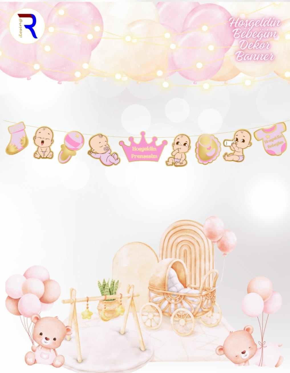 Toptan%20Hoşgeldin%20Bebeğim%20Pembe%20Dekoratif%20Banner