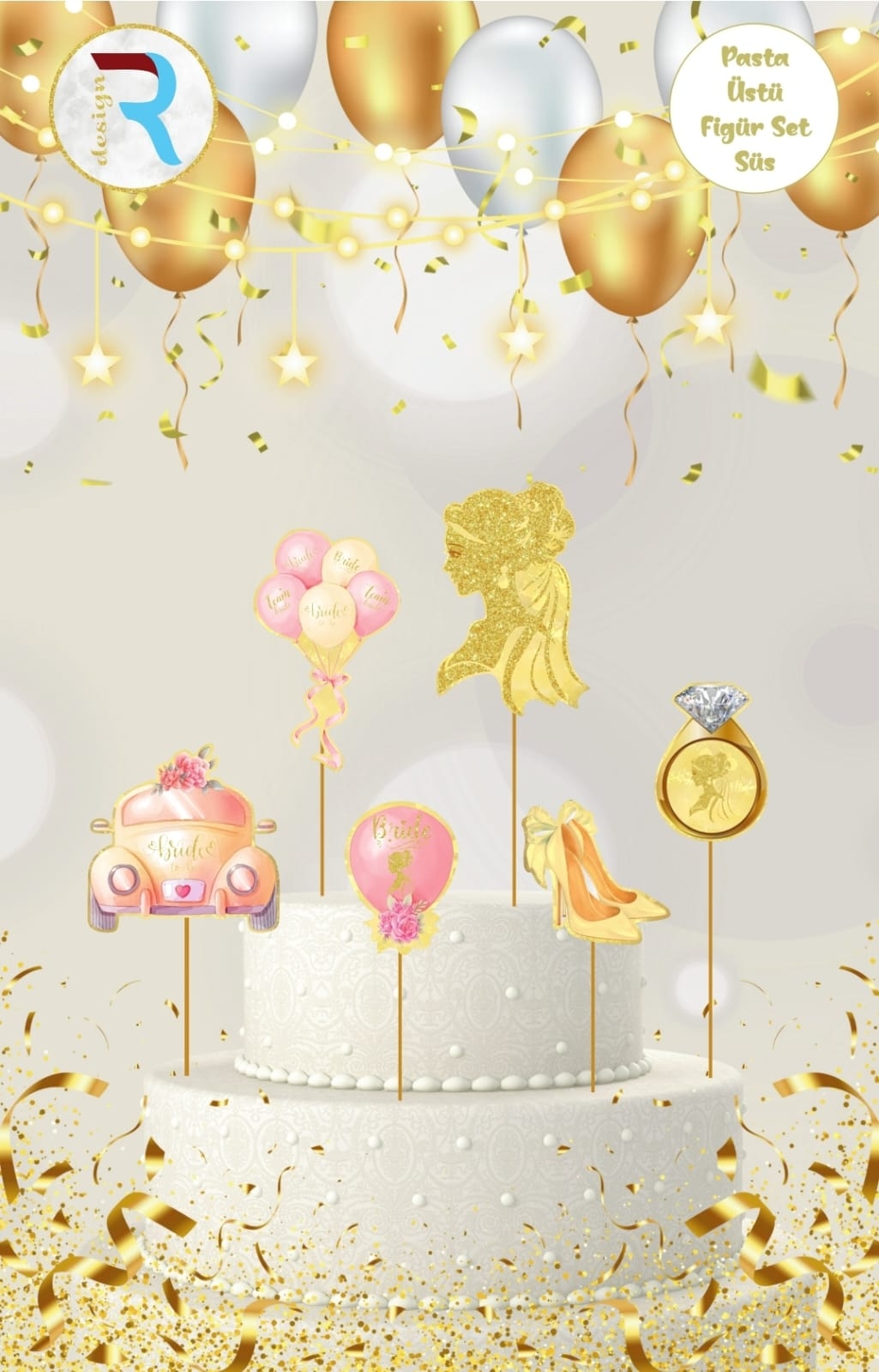 Toptan%20Pasta%20Kürdanı%20Lüks%205li%20Bride%20Gold