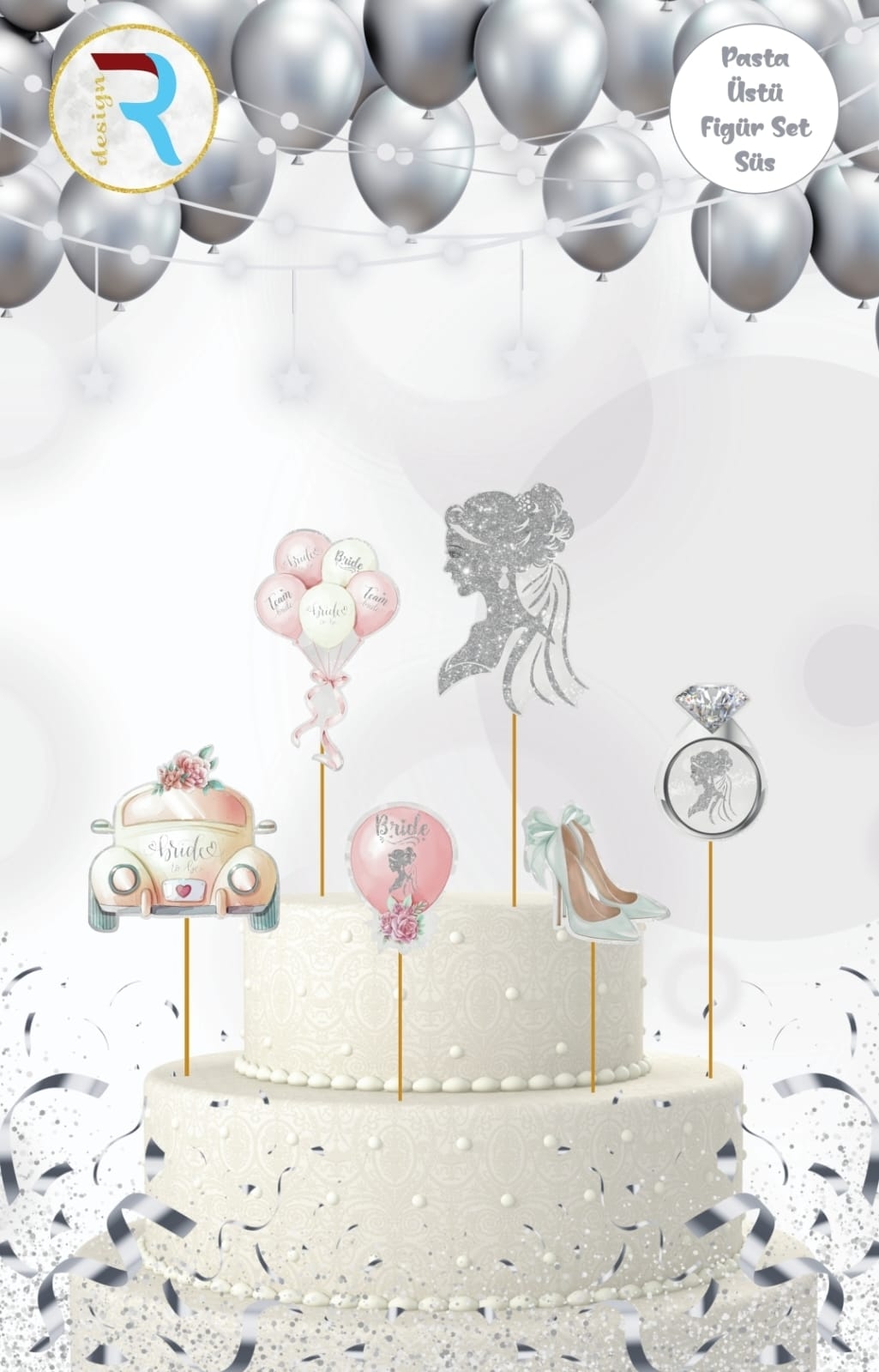 Toptan%20Pasta%20Kürdanı%20Lüks%205li%20Bride%20Gümüş