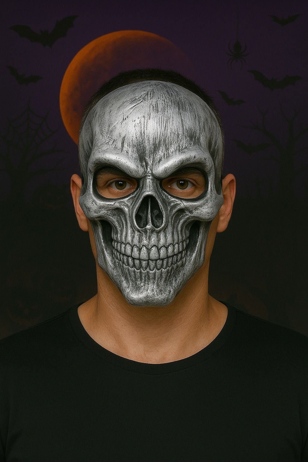Toptan Halloween Gümüş Kuru Kafa Maske