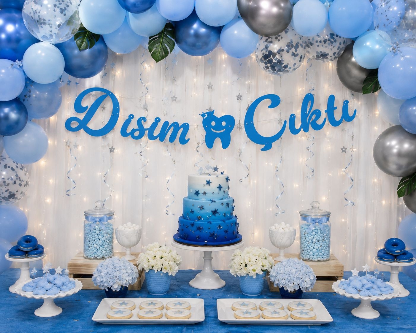 Toptan Dişim Çıktı Mavi Kaligrafi Banner