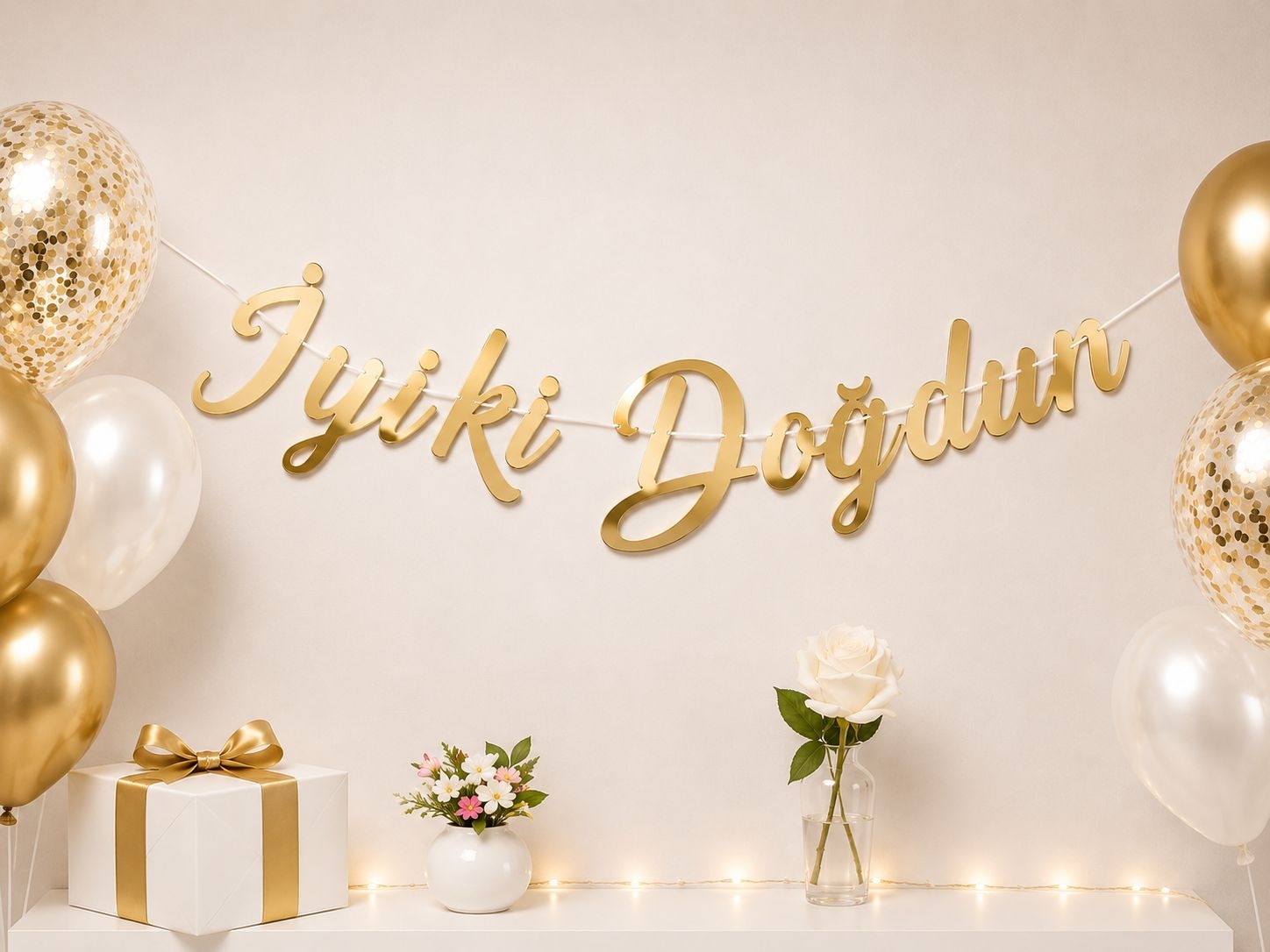 Toptan Kaligrafi Banner İyi ki Doğdun Gold