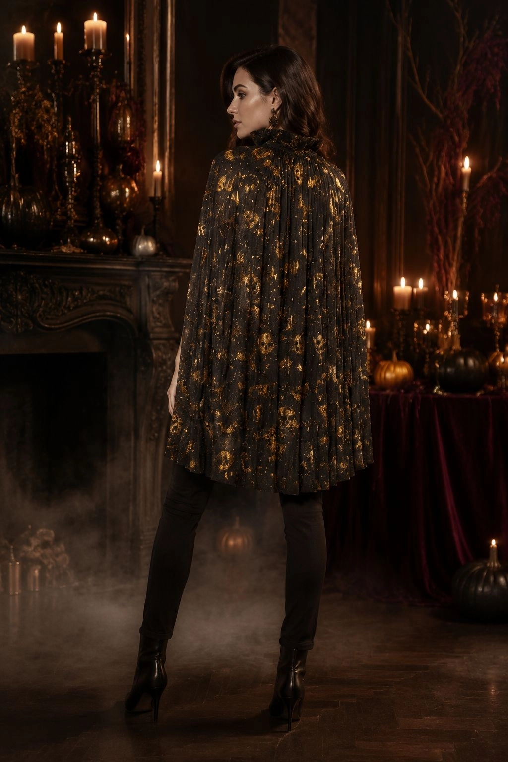Toptan Halloween Pelerin Gold Yetişkin