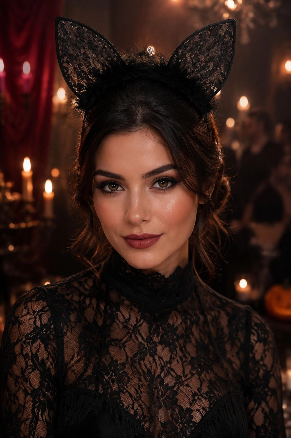 Toptan Halloween Dantel Uzun Kulak Taç