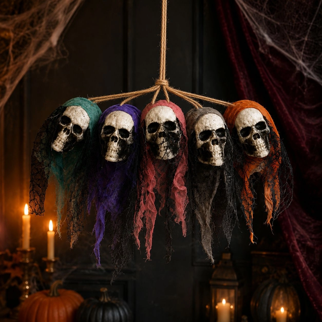 Toptan Halloween Kuru Kafa İskelet 5li