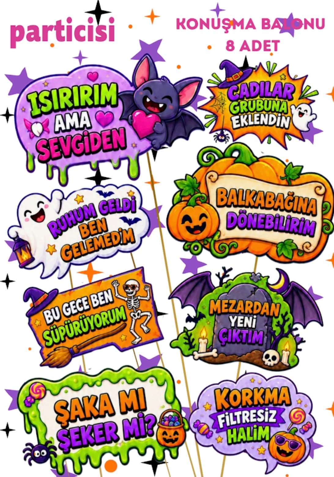 Toptan Konuşma Balonu Halloween 8 adet