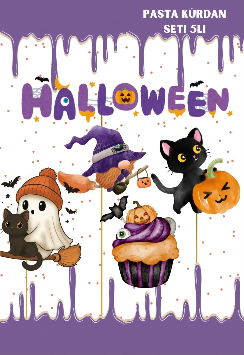 Toptan Halloween Pasta Kürdanı Lüks 5li